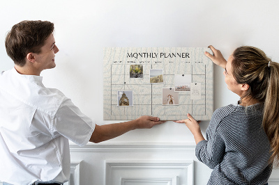 Panou din pluta Planificator lunar cu design minimalist