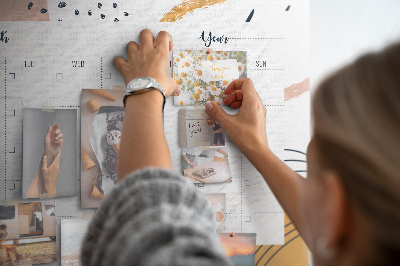 Panou din pluta Calendar colorat cu modele abstracte