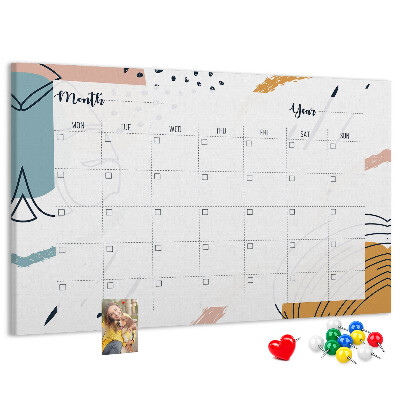 Panou din pluta Calendar colorat cu modele abstracte