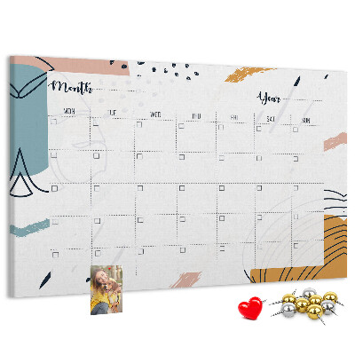 Panou din pluta Calendar colorat cu modele abstracte