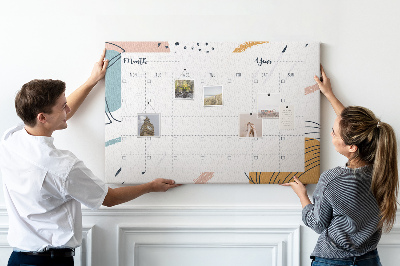 Panou din pluta Calendar colorat cu modele abstracte