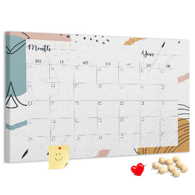 Panou din pluta Calendar colorat cu modele abstracte