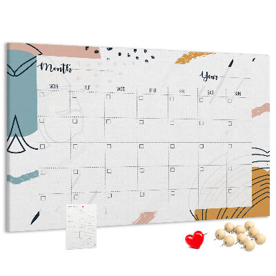 Panou din pluta Calendar colorat cu modele abstracte
