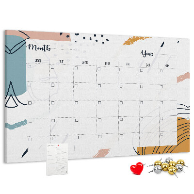 Panou din pluta Calendar colorat cu modele abstracte