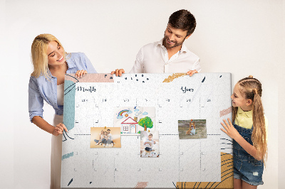 Panou din pluta Calendar colorat cu modele abstracte