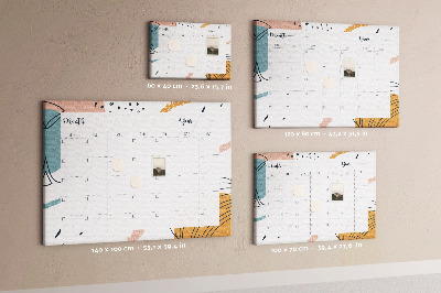 Panou din pluta Calendar colorat cu modele abstracte