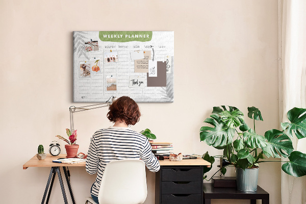 Panou din pluta Planificator săptămânal cu motiv vegetal