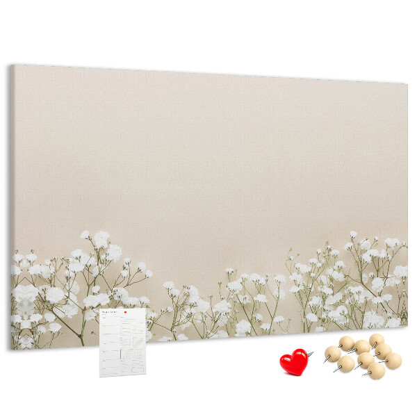 Panou de pluta Flori delicate pe un fundal neutru