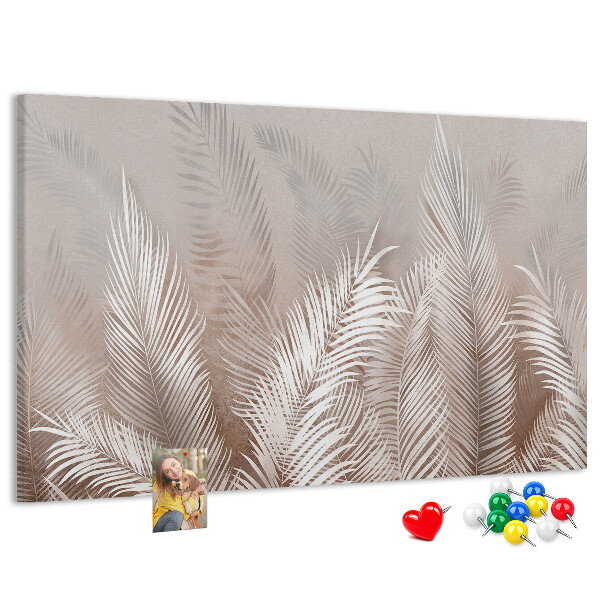 Panou de pluta Frunze delicate de palmier pe un fundal neutru