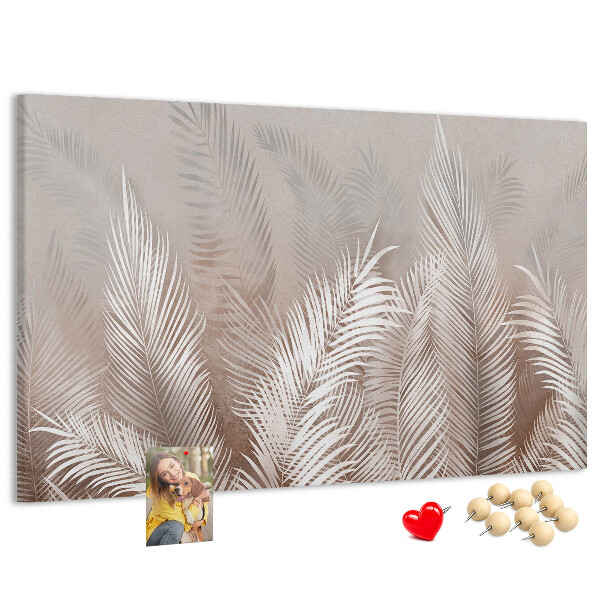 Panou de pluta Frunze delicate de palmier pe un fundal neutru