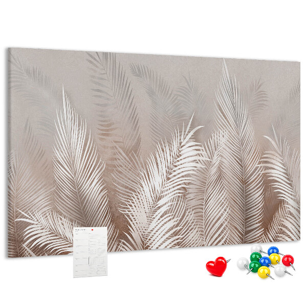 Panou de pluta Frunze delicate de palmier pe un fundal neutru