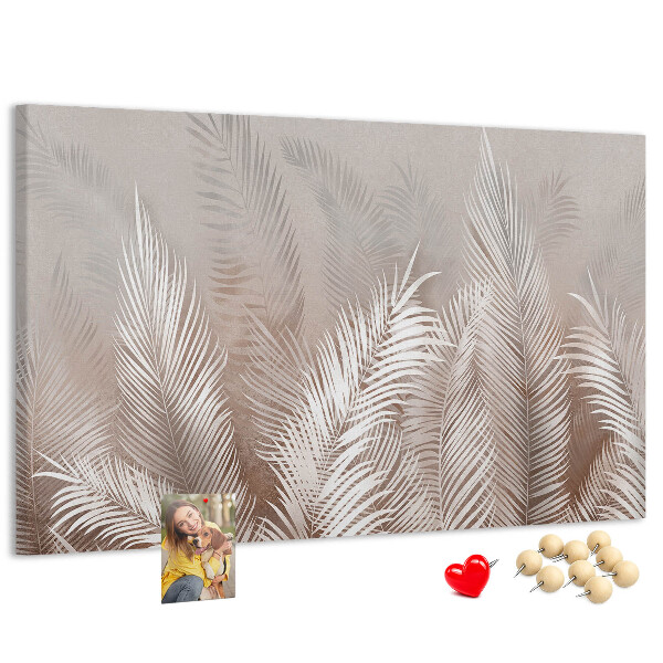 Panou de pluta Frunze delicate de palmier pe un fundal neutru