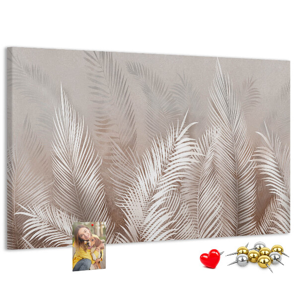 Panou de pluta Frunze delicate de palmier pe un fundal neutru