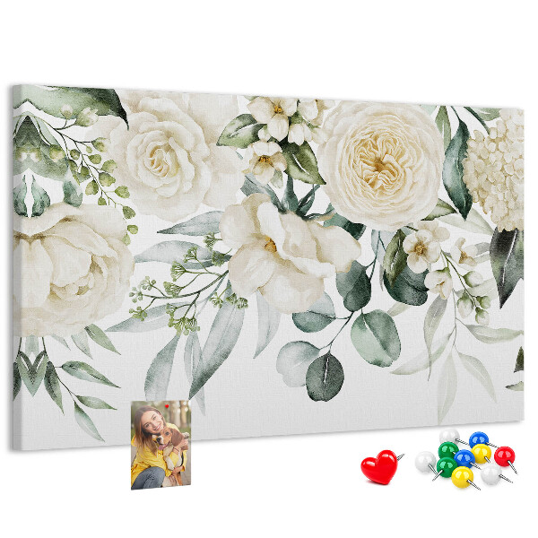 Panou de pluta Model floral în nuanțe delicate.