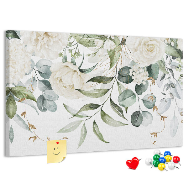 Panou de pluta Modele florale cu frunze verzi