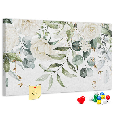 Panou de pluta Modele florale cu frunze verzi