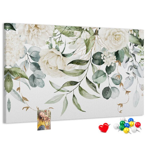 Panou de pluta Modele florale cu frunze verzi
