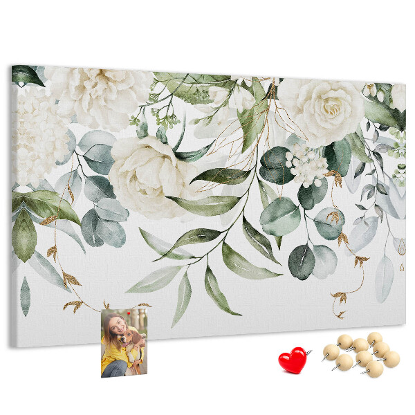 Panou de pluta Modele florale cu frunze verzi
