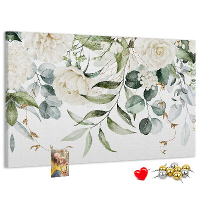 Panou de pluta Modele florale cu frunze verzi