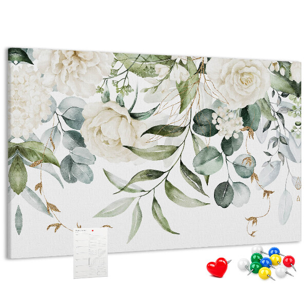 Panou de pluta Modele florale cu frunze verzi