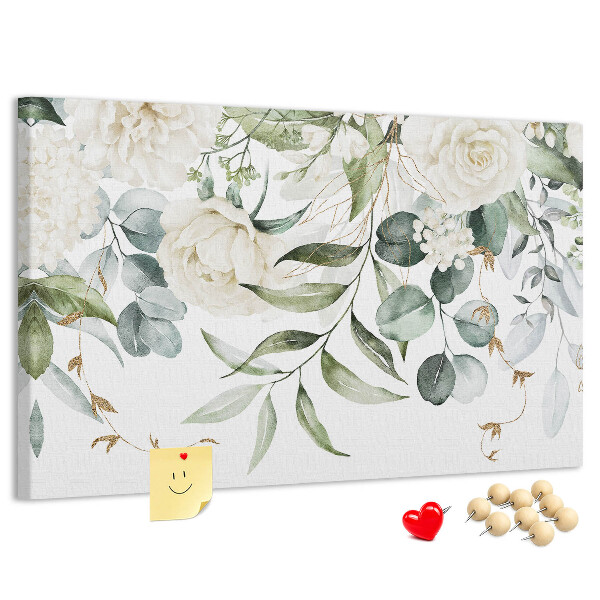 Panou de pluta Modele florale cu frunze verzi