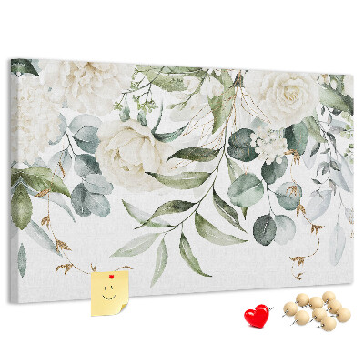 Panou de pluta Modele florale cu frunze verzi