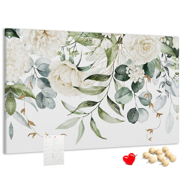 Panou de pluta Modele florale cu frunze verzi