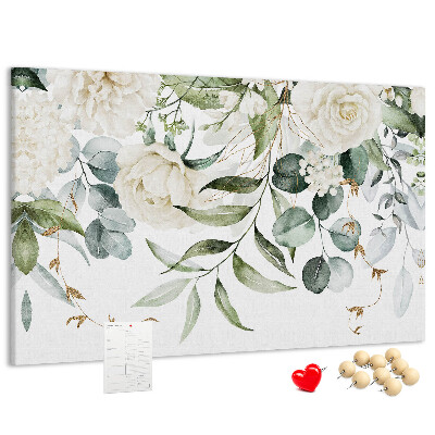 Panou de pluta Modele florale cu frunze verzi