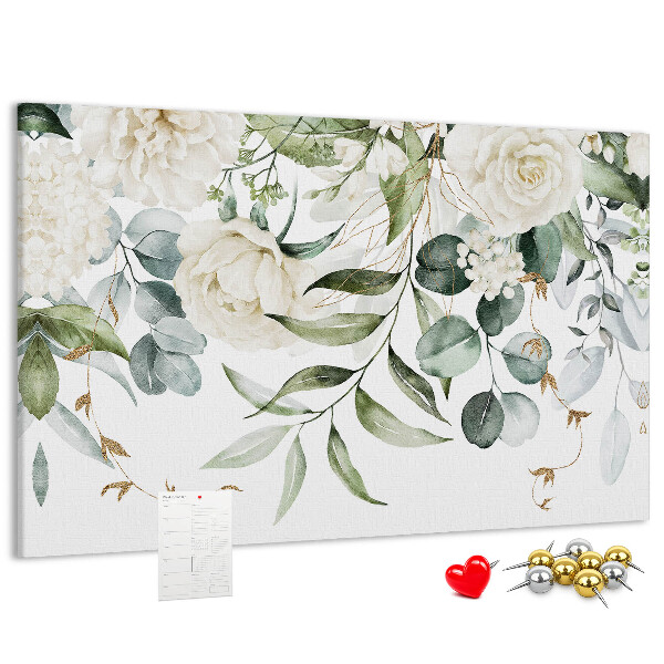 Panou de pluta Modele florale cu frunze verzi