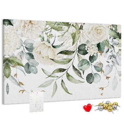 Panou de pluta Modele florale cu frunze verzi