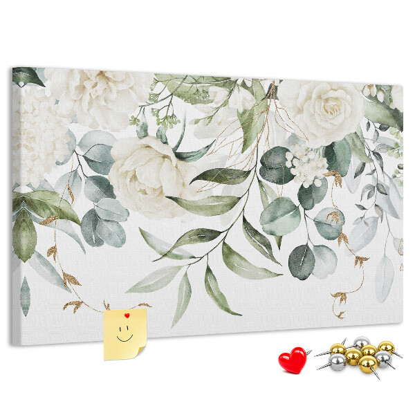 Panou de pluta Modele florale cu frunze verzi