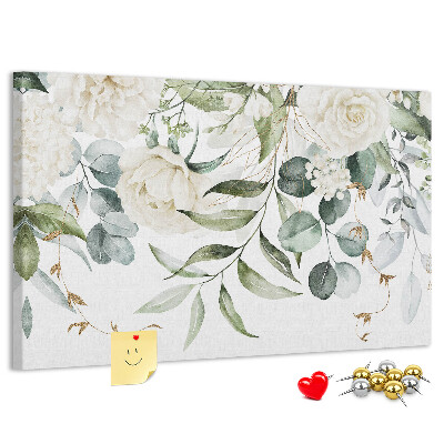Panou de pluta Modele florale cu frunze verzi