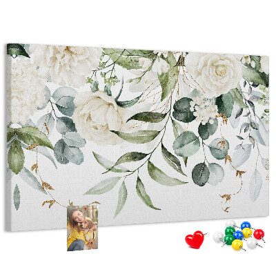Panou de pluta Modele florale cu frunze verzi
