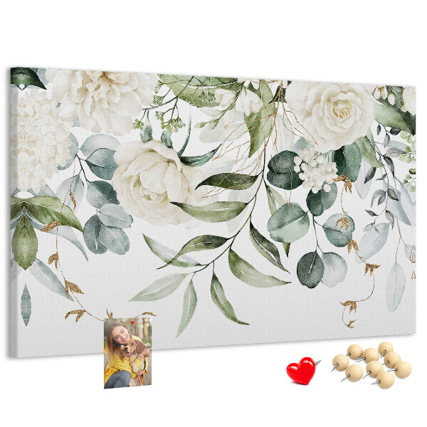Panou de pluta Modele florale cu frunze verzi