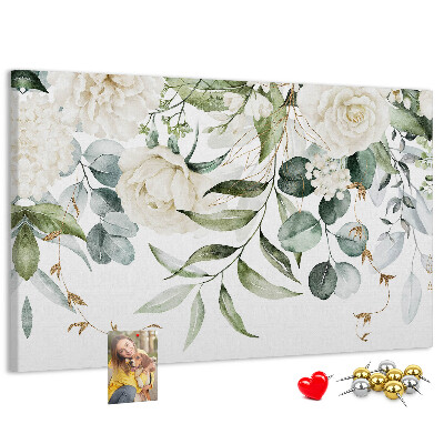 Panou de pluta Modele florale cu frunze verzi