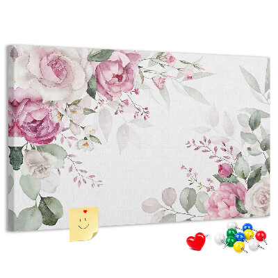 Panou din pluta Model floral în nuanțe pastelate