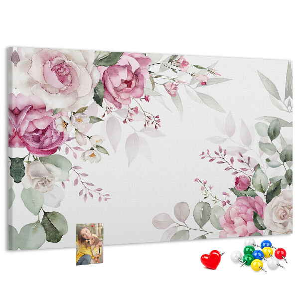 Panou din pluta Model floral în nuanțe pastelate