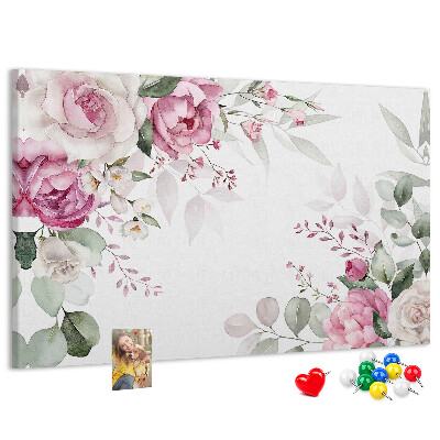 Panou din pluta Model floral în nuanțe pastelate