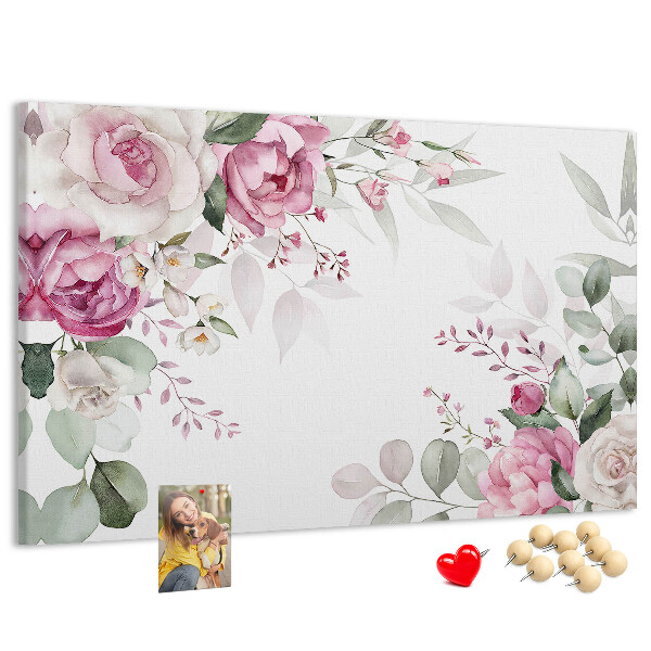 Panou din pluta Model floral în nuanțe pastelate