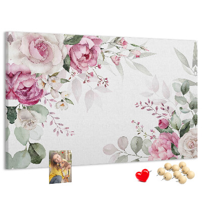 Panou din pluta Model floral în nuanțe pastelate