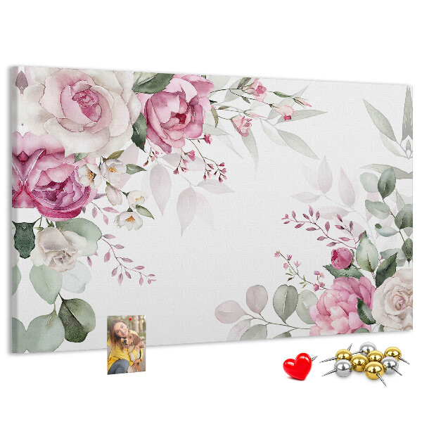 Panou din pluta Model floral în nuanțe pastelate