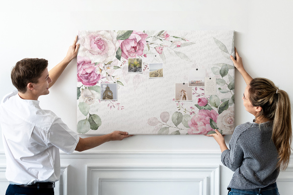 Panou din pluta Model floral în nuanțe pastelate