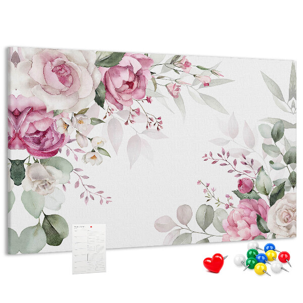 Panou din pluta Model floral în nuanțe pastelate