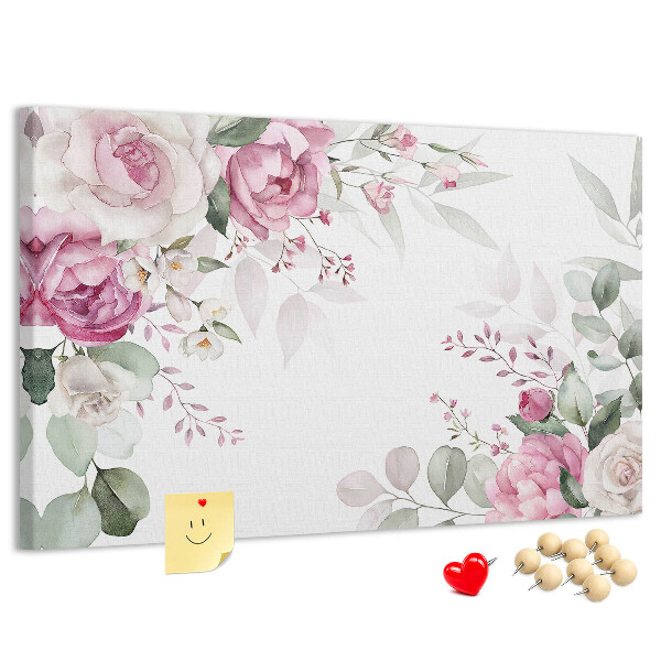 Panou din pluta Model floral în nuanțe pastelate