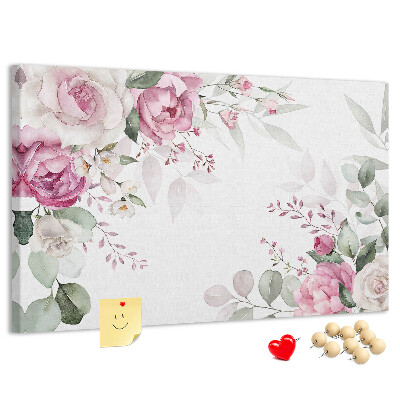 Panou din pluta Model floral în nuanțe pastelate