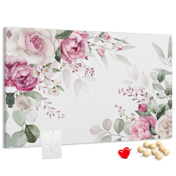 Panou din pluta Model floral în nuanțe pastelate