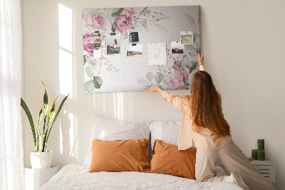 Panou din pluta Model floral în nuanțe pastelate