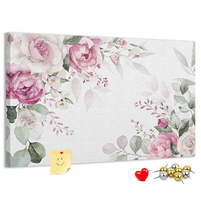 Panou din pluta Model floral în nuanțe pastelate