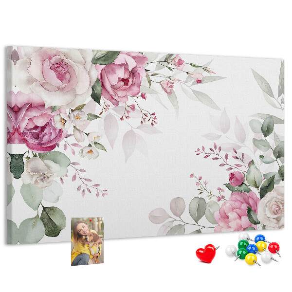 Panou din pluta Model floral în nuanțe pastelate
