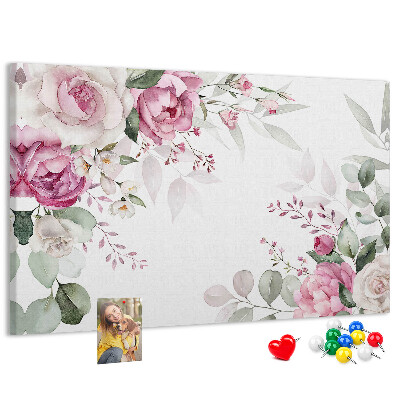 Panou din pluta Model floral în nuanțe pastelate